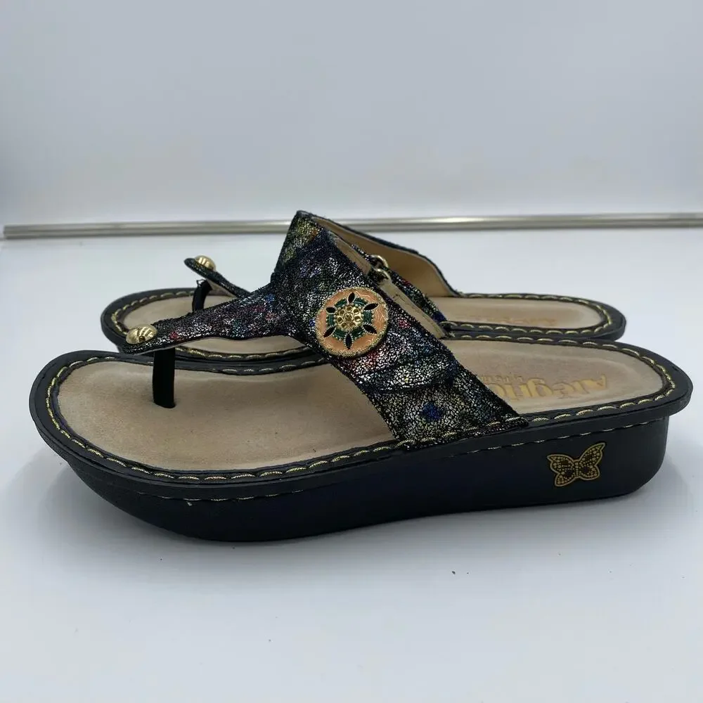 Alegria Women's Multicolor Metallic Carina Veranda Slip On Sandals Size 37